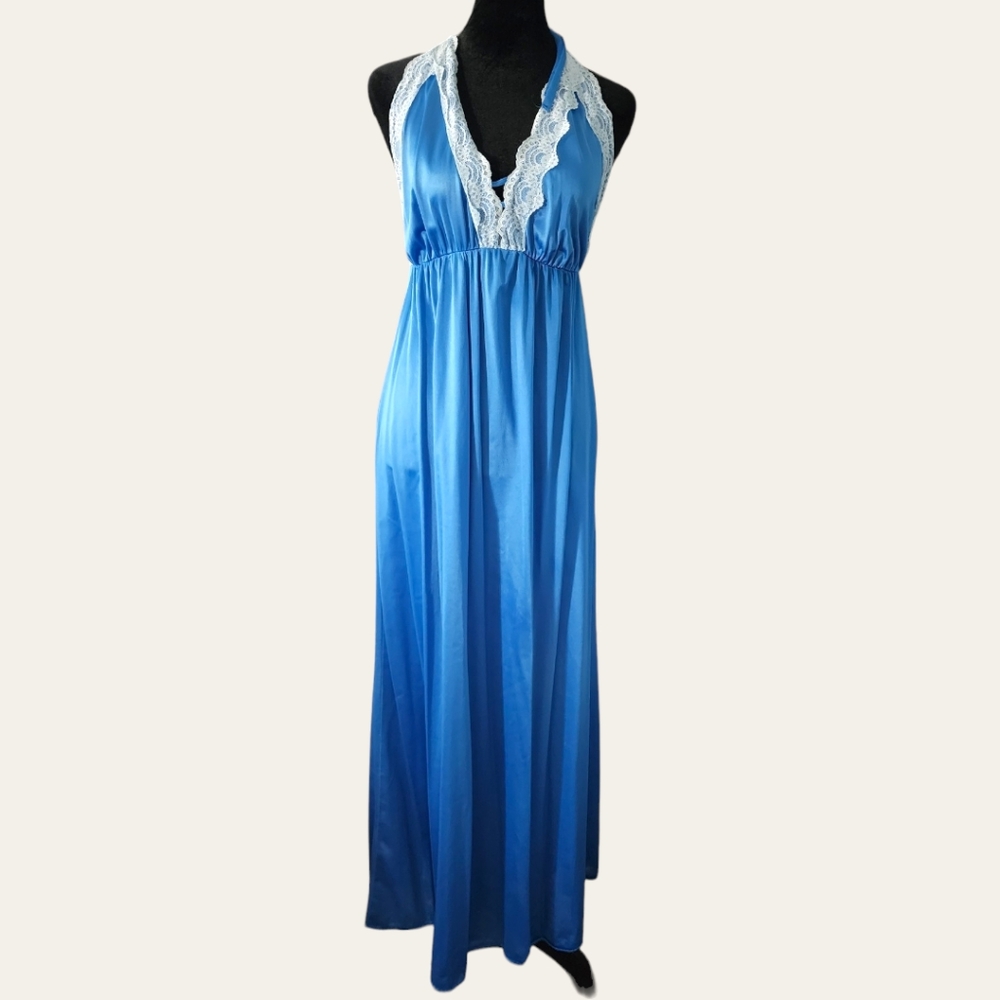 💙Vintage 70s Blue Silky Nightgown